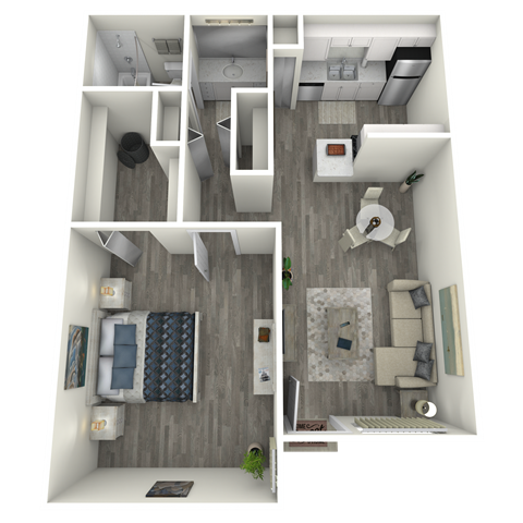 a 2 bedroom floor plan with a bathroom and a living room